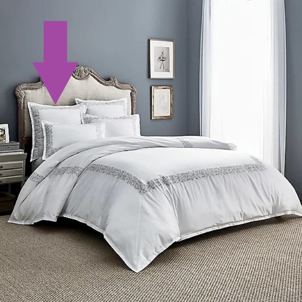 one Wamsutta ANGLESEY 100% Cotton EURO Pillow Sham w/ GRAY Embroidered Border